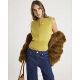 Green Knitted Structured Shoulder Tank Top