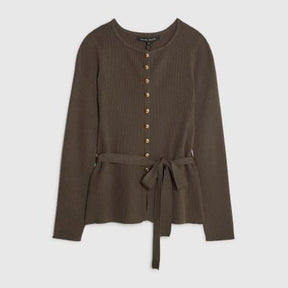 Green Knitted Tie Waist Cardigan