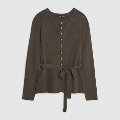 Green Knitted Tie Waist Cardigan