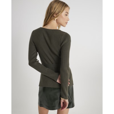 Green Knitted Tie Waist Cardigan