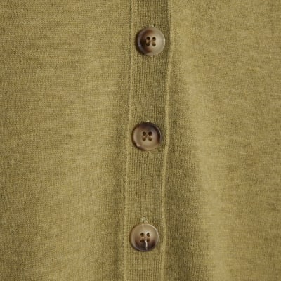 Green Knitted V Neck Cardigan