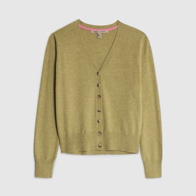 Green Knitted V Neck Cardigan