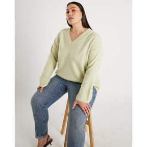 Green Knitted V Neck Jumper