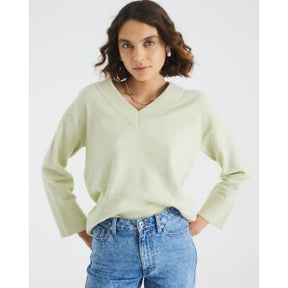 Green Knitted V Neck Jumper