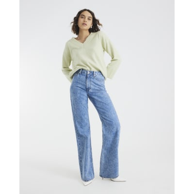 Green Knitted V Neck Jumper