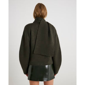 Green Knitted Wrap Scarf Cardigan