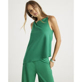 Green Linen Look Jersey Twist Strap Top