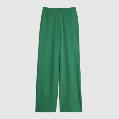 Green Linen Look Jersey Wide Leg Trouser