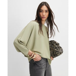 Green Long Sleeve Batwing Top