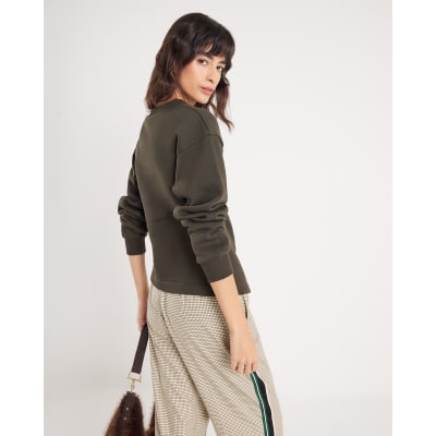 Green Long Sleeve Draped Sweatshirt