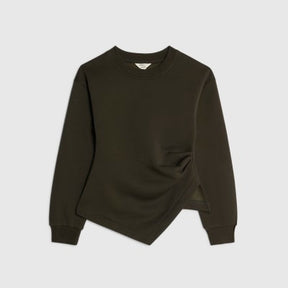 Green Long Sleeve Draped Sweatshirt