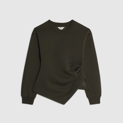 Green Long Sleeve Draped Sweatshirt