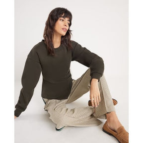 Green Long Sleeve Draped Sweatshirt