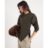 Green Long Sleeve Draped Sweatshirt