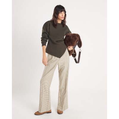 Green Long Sleeve Draped Sweatshirt