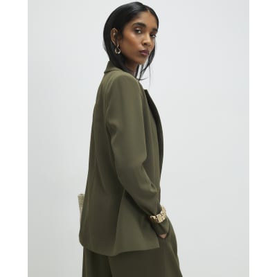 Green Long Sleeve Ruched Blazer