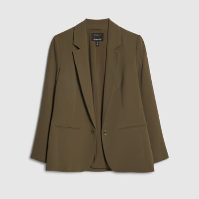 Green Long Sleeve Ruched Blazer