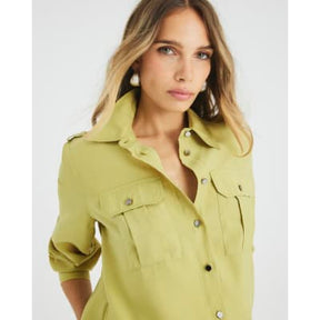 Green Long Sleeve Utility Pocket Shirt