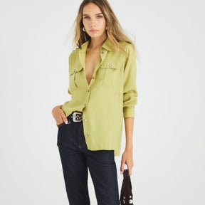 Green Long Sleeve Utility Pocket Shirt