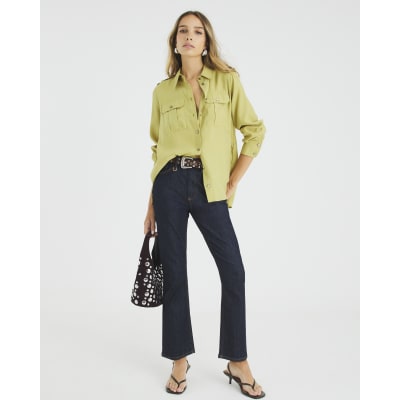 Green Long Sleeve Utility Pocket Shirt