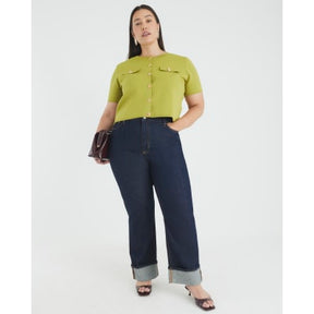 Green Military Button Detail T-shirt