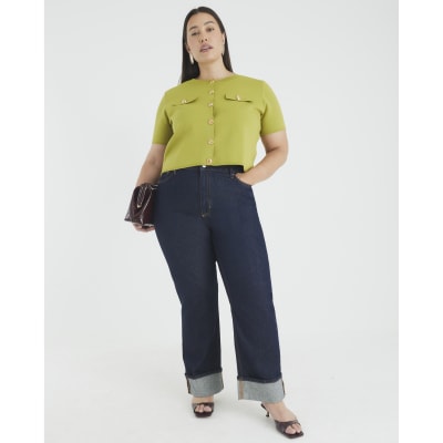 Green Military Button Detail T-shirt