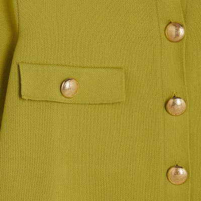 Green Military Button Detail T-shirt