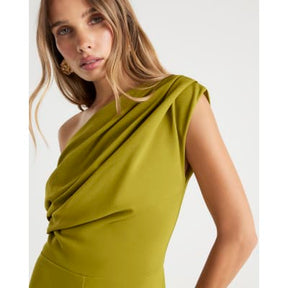 Green One shoulder Draped Jumpsuit