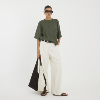 Green Oversized Short Sleeve Textured T-shirt