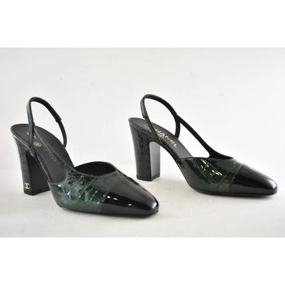 Chanel Slingback patent leather heels