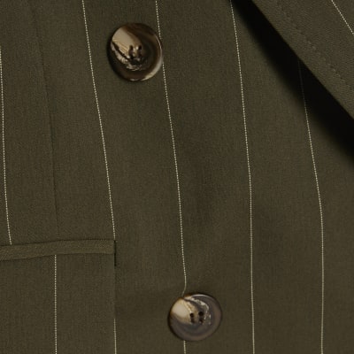 Green pinstripe wide leg trousers