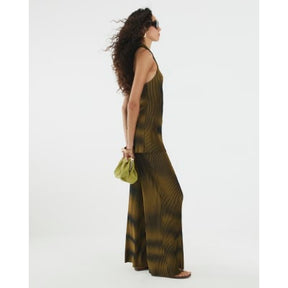 Green Plisse Wide Leg Trousers