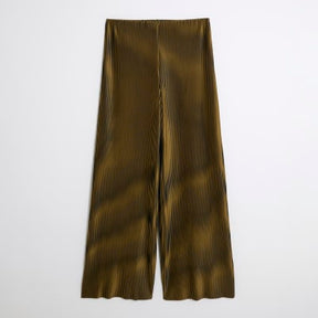 Green Plisse Wide Leg Trousers