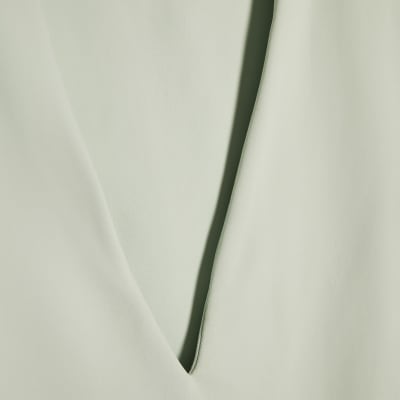 Green Plunge Neckline Long Sleeve Bodysuit