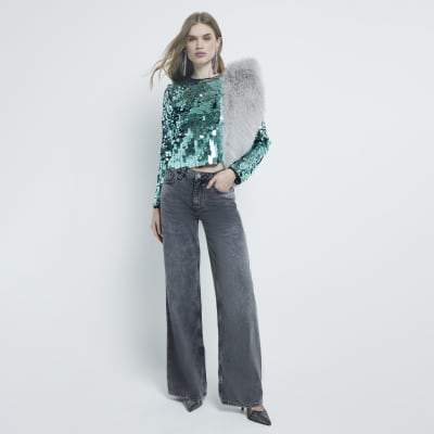 Green Premium Sequin Top