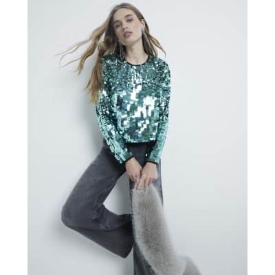 Green Premium Sequin Top