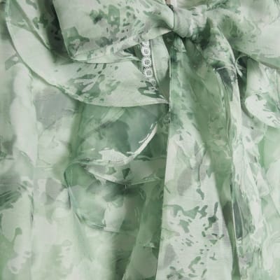 Green Premium Sheer Floral Print Shirt