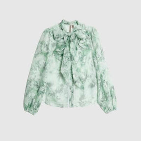 Green Premium Sheer Floral Print Shirt