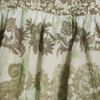 Green Printed Mini Rara Skirt