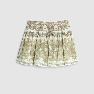 Green Printed Mini Rara Skirt