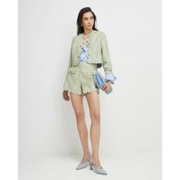 Green Scallop Trim Boucle Trophy Jacket