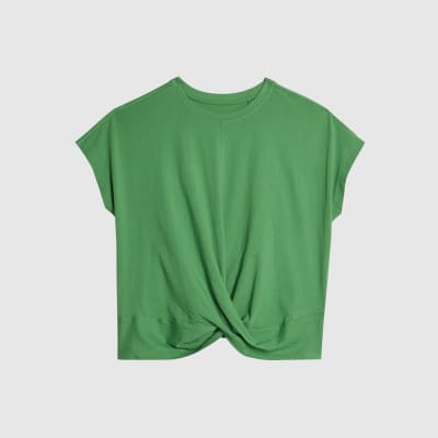 Green Short Sleeve Twist Front T-Shirt
