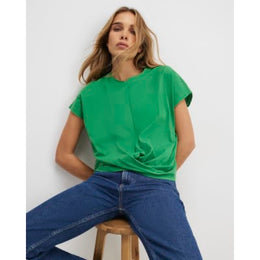 Green Short Sleeve Twist Front T-Shirt