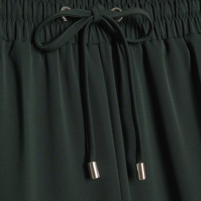 Green Side Stripe Drawstring Wide Leg Joggers