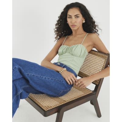 Green Sleeveless Corset Detail Bodysuit