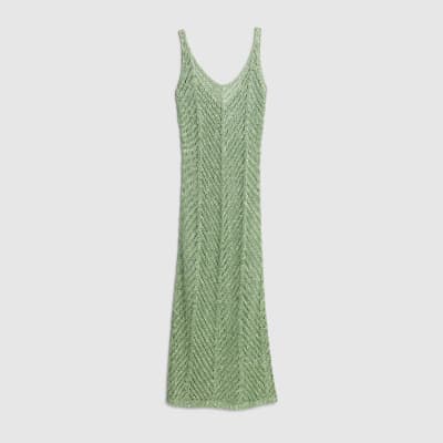 Green Sleeveless Lurex Knit Maxi beach dress