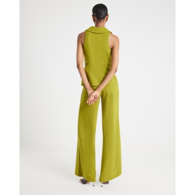 Green Sleeveless Ruched Waist Jumpsuit