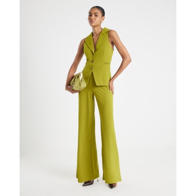 Green Sleeveless Ruched Waist Jumpsuit