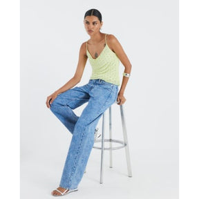 Green Sleeveless Studded Cowl Neck Cami Top