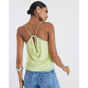 Green Sleeveless Studded Cowl Neck Cami Top